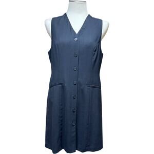 Vintage 90s AKA Eddie Bauer Sleeveless Wool Vest Dress Black 12 Petite